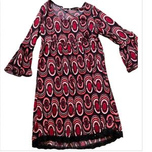 bell sleeve baby doll dress beaded lace bottom size m